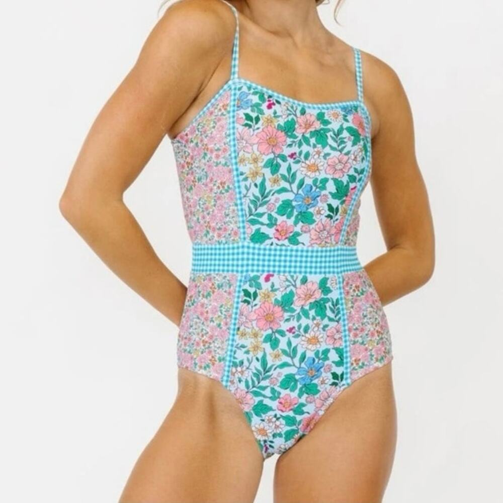 Lime Ricki Patchwork Floral One-Piece Swimsuit XL